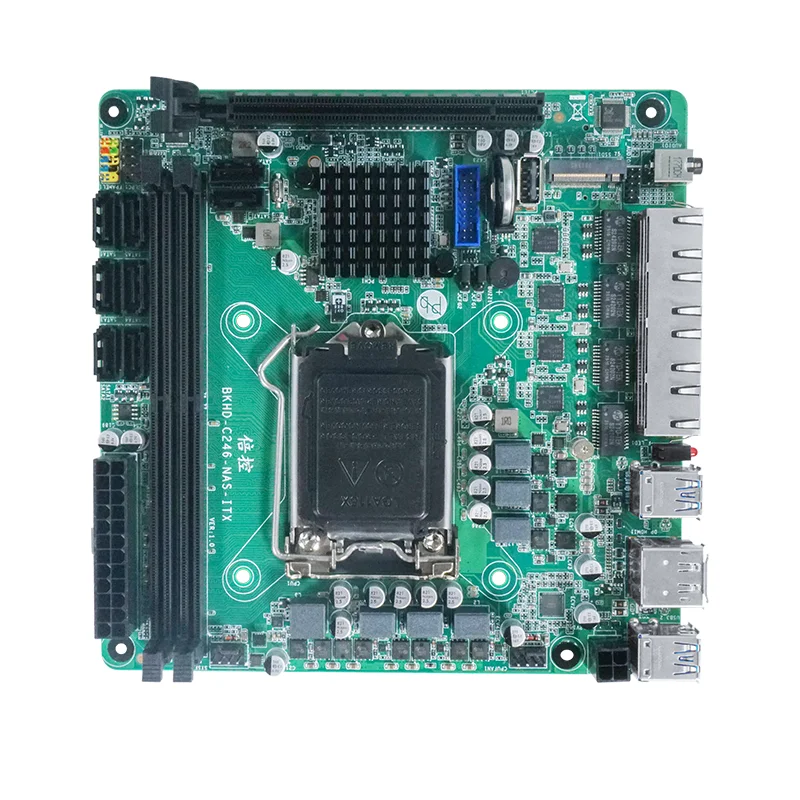 Mini C246 NAS ITX Motherboard support Intel 8th and 9th generation CPUs dual-channel memory, SATA, M.2 (NVME) mode SSD, RJ45