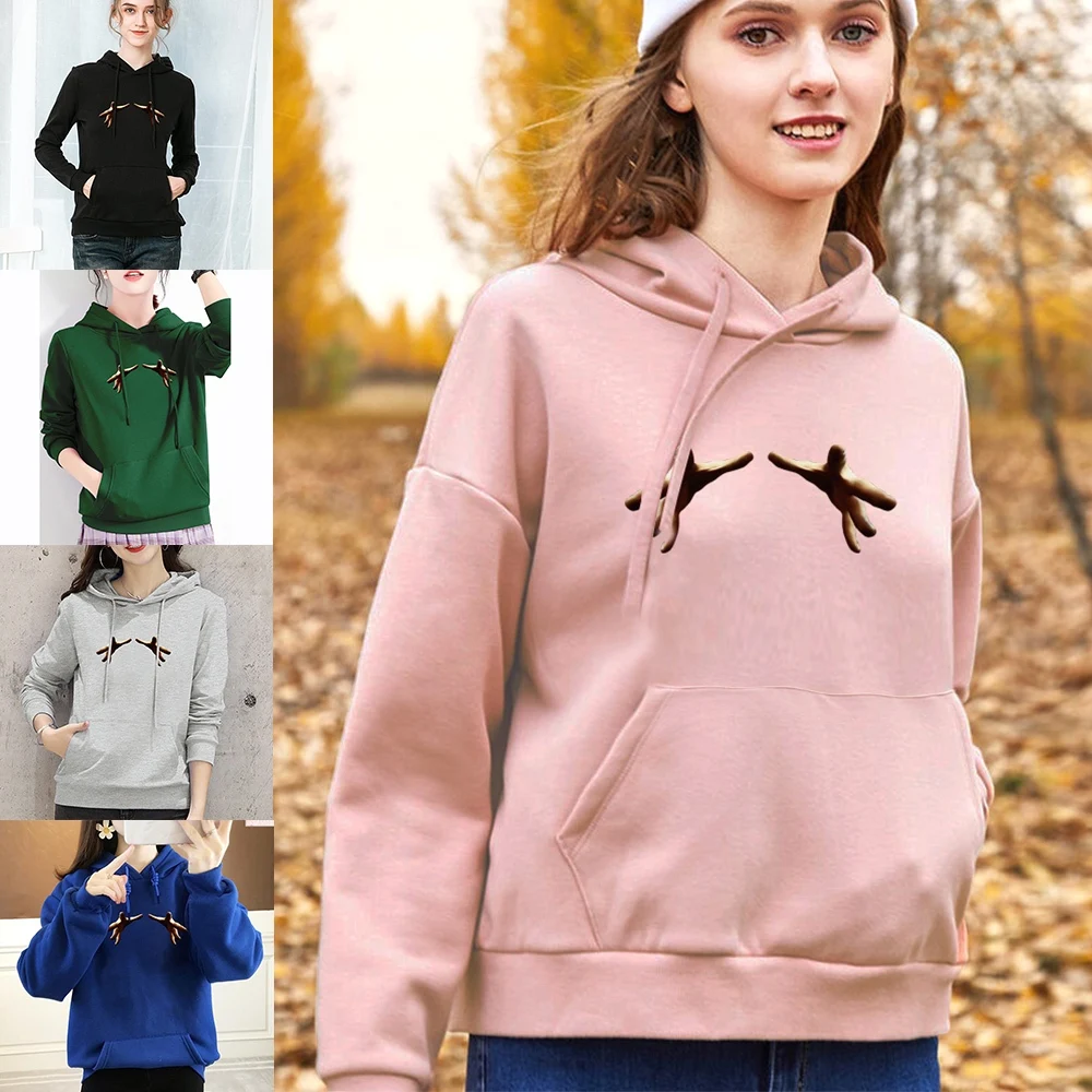 Spring Hoodies Women Fashion Fingers Series Painted  Long Sleeve Hoodie Sweatshirt Harajuku Jumper Pullovers Casual Clothing