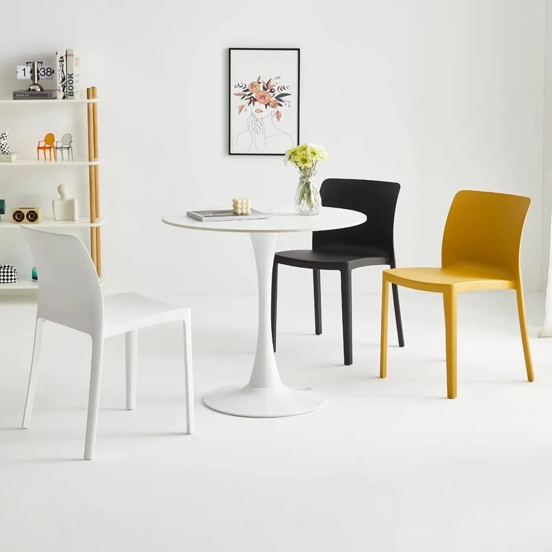 Nordic modern small apartment simple design Internet celebrity back chair household plastic dining table chair stackable stool