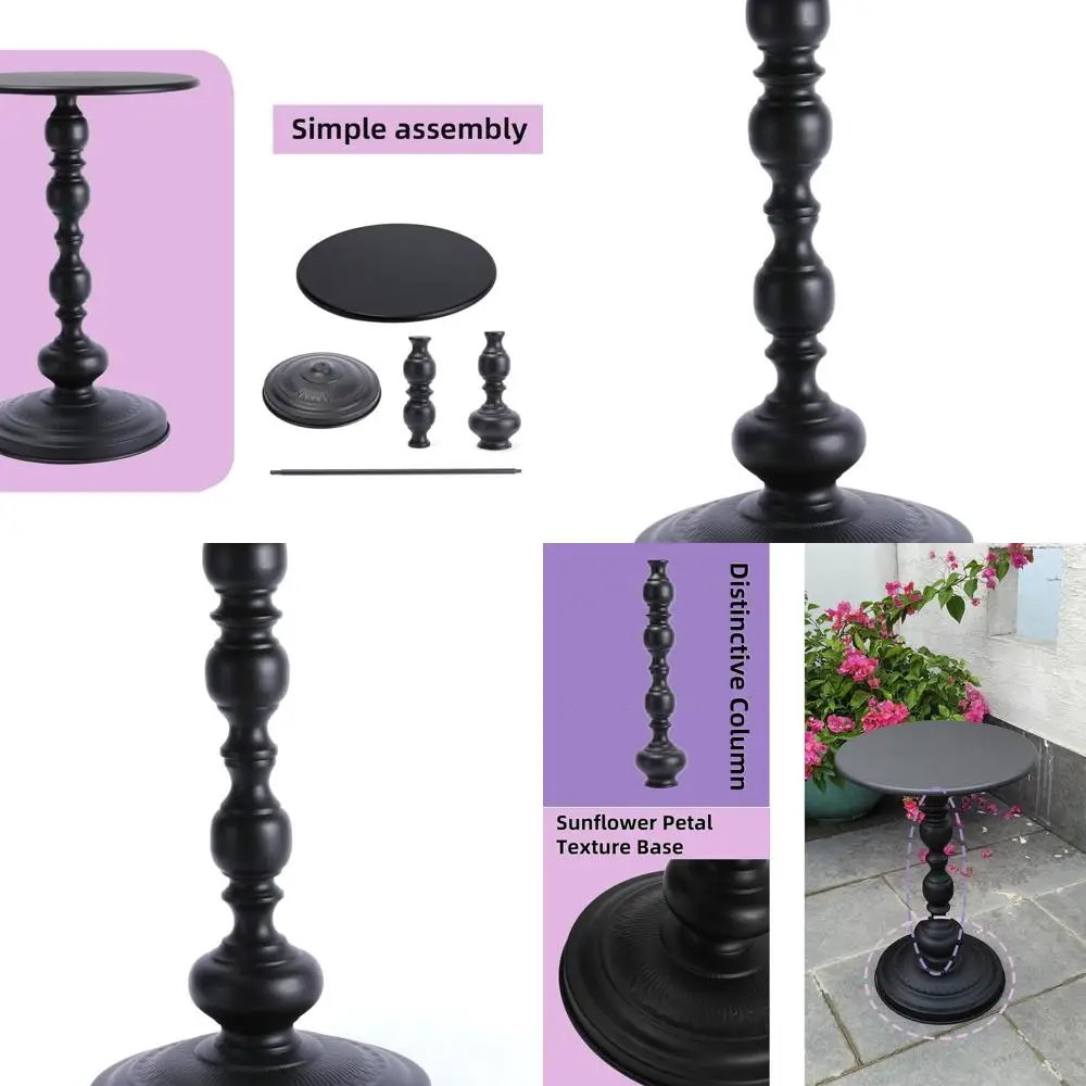

Modern Black Metal Pedestal Side Table, Round Spindle Design for Living Spaces and Bedrooms