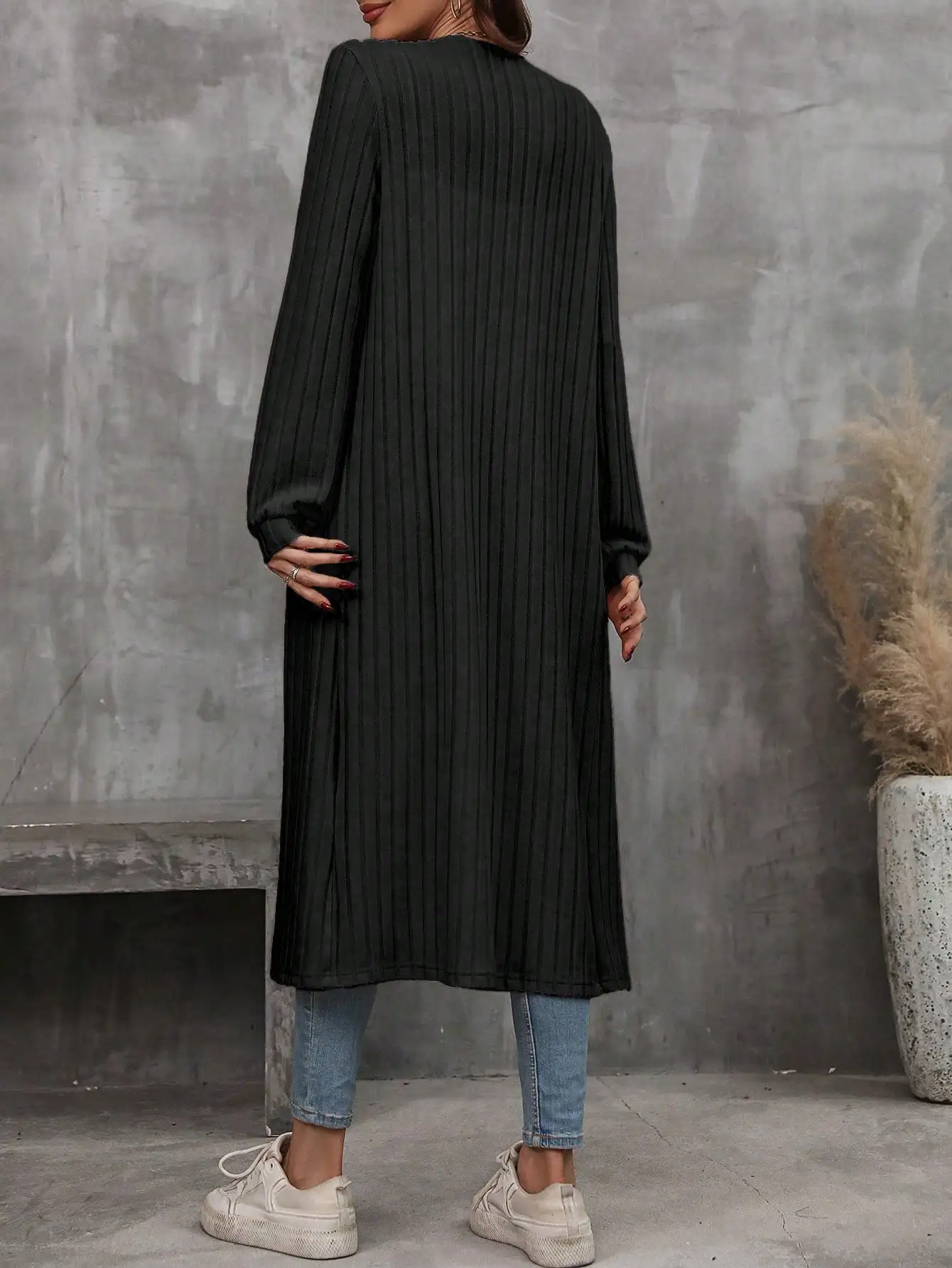 Manteau Cardigan Long tricoté pour femmes, avec poches, tissu automne-hiver pour femmes