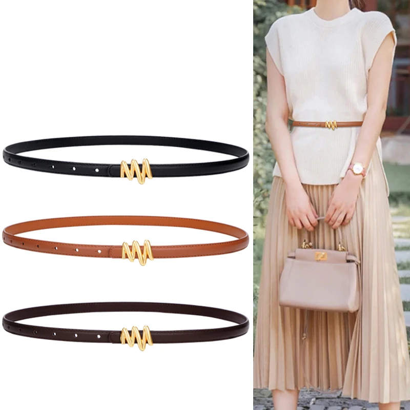 

Fashion Leather Belt for Women belts Designer Metal Buckle Waist Strap Female Jeans Dress Trouser All-match