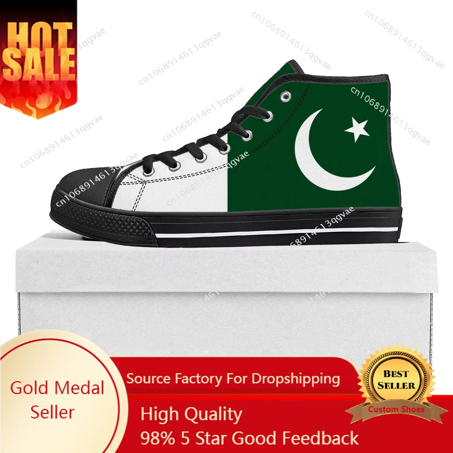 

Pakistani Flag High Top High Quality Sneakers Mens Womens Teenager Canvas Sneaker Pakistan Casual Couple Shoes Custom Shoe