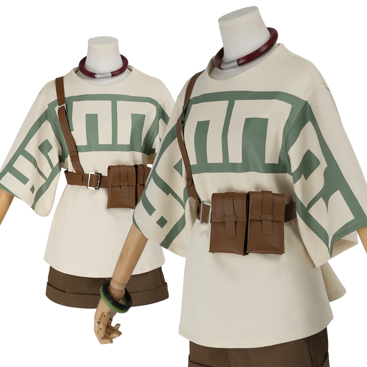 

HOLOUN Remlin Tysark Cosplay Costume Gachiakuta Anime T-shirt Shorts Choker Bracelet Waist Bag Convention Halloween Christmas