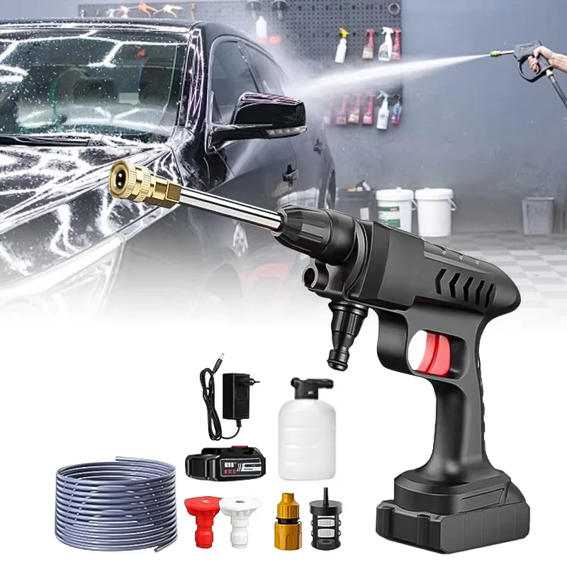 Car High Pressure Washer Portable Wireless Water Gun Lithium Battery Car Wash Machine For Home Car  Garden Cleaning Accessories