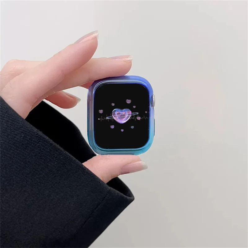 Ctue Cover casing perubahan bertahap bening untuk casing jam tangan Apple, bingkai pelindung Bumper PC 49mm 45mm 40mm 44mm untuk iWatch 8 7 6 5 SE
