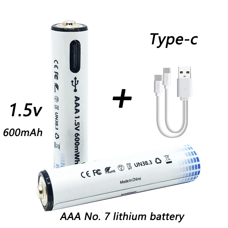 USB 1.5V AAA Rechargeable Batteries 600mWh Li-ion Battery For Remote Control Mouse Electric Toy Battery aaa rechargeable battery