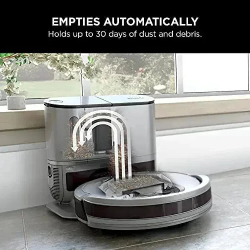 QZA4-Shark AV911S EZ Robot Vacuum with Self-Empty Base,Bagless,Row-by-Row Cleaning,Perfect Pet Hair,Compatible with Alexa,Wi,