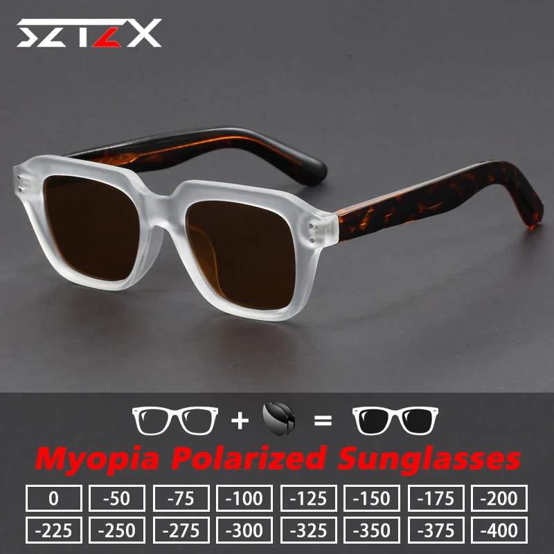 

SZTZX 2025 Street Fashion Women Square Myopia Sunglasses Men Driving UV Glasses Customizable Prescription Polarized Sunglasses