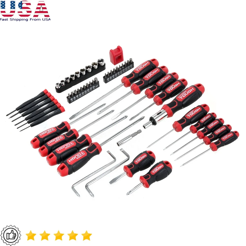 

Набор отверток из 55 предметов с закаленными лезвиями, нескользящие ручки с мягкой ручкой, устойчивые к ржавчине хромированные инструменты с несколькими головками для дома