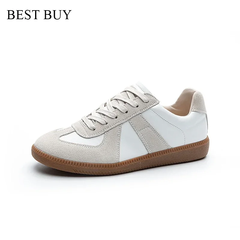 2024 neue Echtes Leder Casual Turnschuhe Frauen Dicke Sohle Plattform müßiggänger Schuhe Designer Lace Up Walking Sport Damen Schuhe