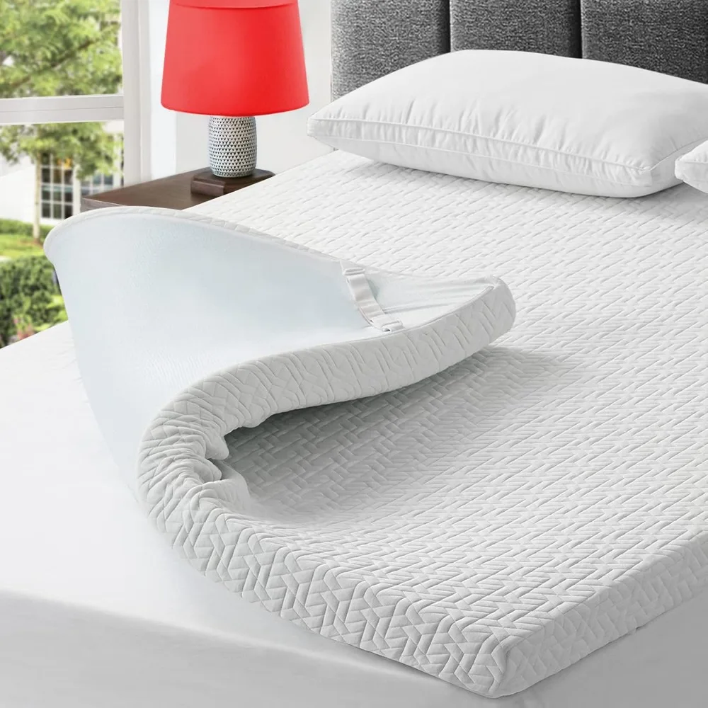 bedluxury 3 Inch Full Size Mattress Topper Gel Memory Foam, High Density Soft Foam Mattress Pad Cover for Pressure Relief, Bed