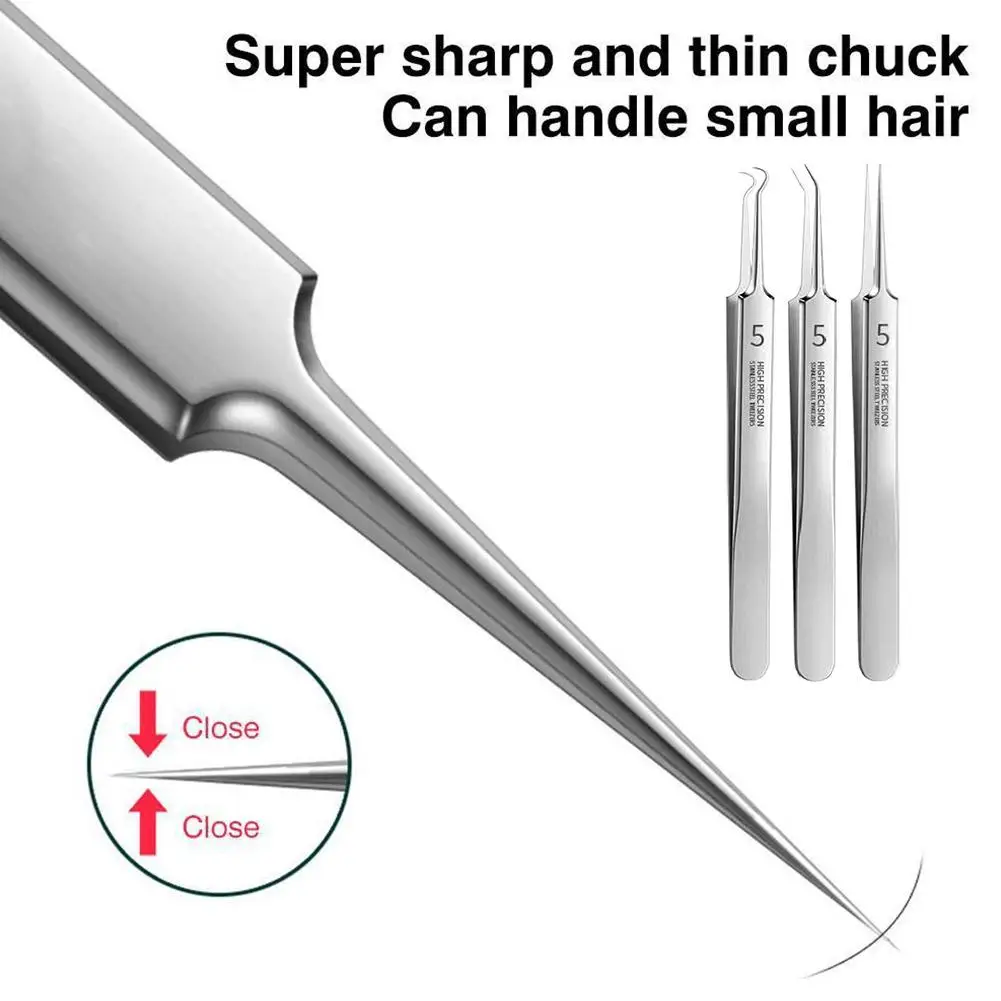 3Pcs Blackhead Removal Tweezers Stainless Steel Tools - Effective Comedones Extractor Whiteheads Removal Deep Cleansing Tools