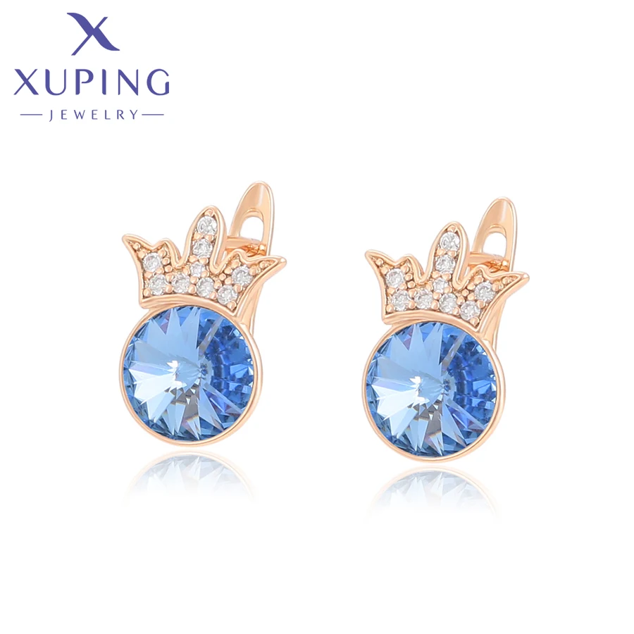 Xuping Jewelry Fashion New Arrival Crown Shaped Round Crystal Earring for Women Girl Party Gift  A00861241