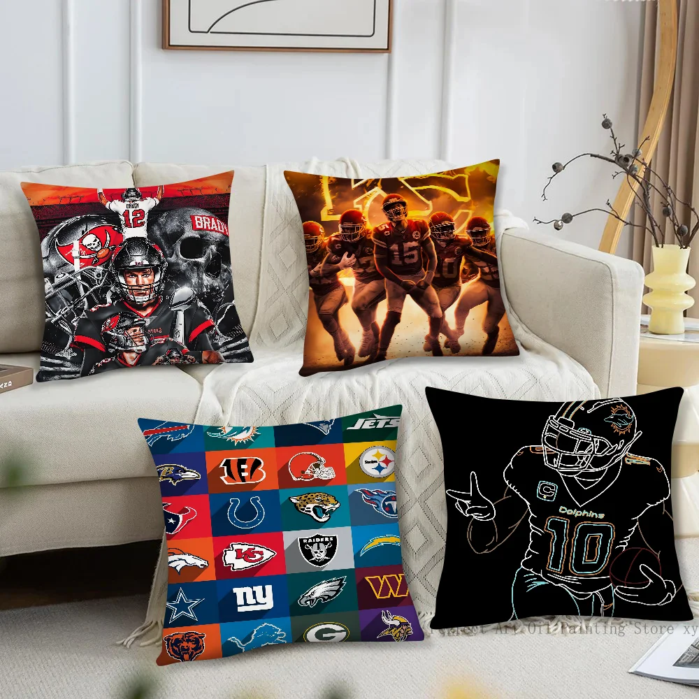 Rugby Team N-NFL Pillow Case Square Pillow Bedroom Sofa Leisure Comfort Cushion Car Living Room Home Decoration