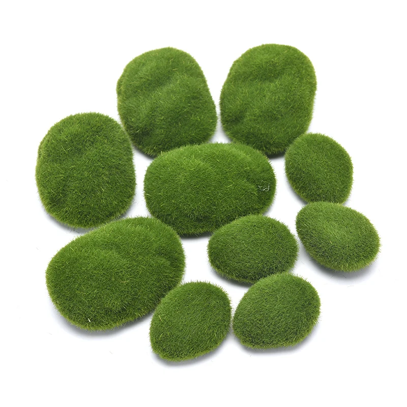 

20Pcs 3 Size Artificial Moss Stone Rock Green Moss Covered DIY Home Garden Decor