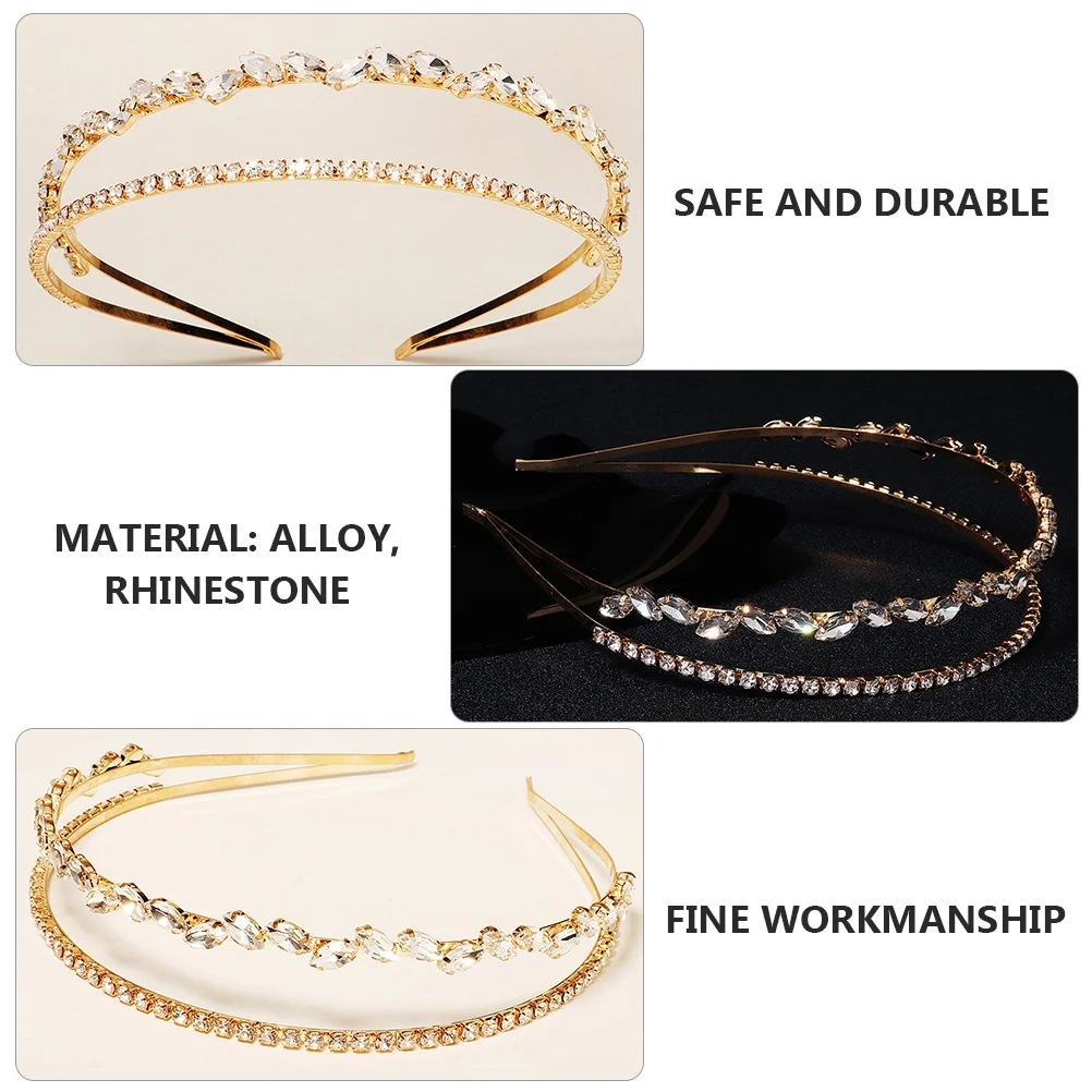 

Wedding Rhinestone Headband Double Layer Bridal Hair Band Crystal Crown Shining Hair Accessory Party Prom Decor