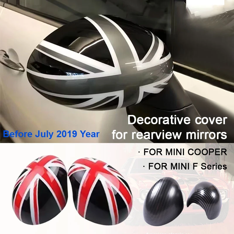 

2Pcs For Mini Cooper F56 One S JCW For F54 F55 F56 F57 F60 Before July 2019 Night jack Car Rear View Mirror Covers Stickers