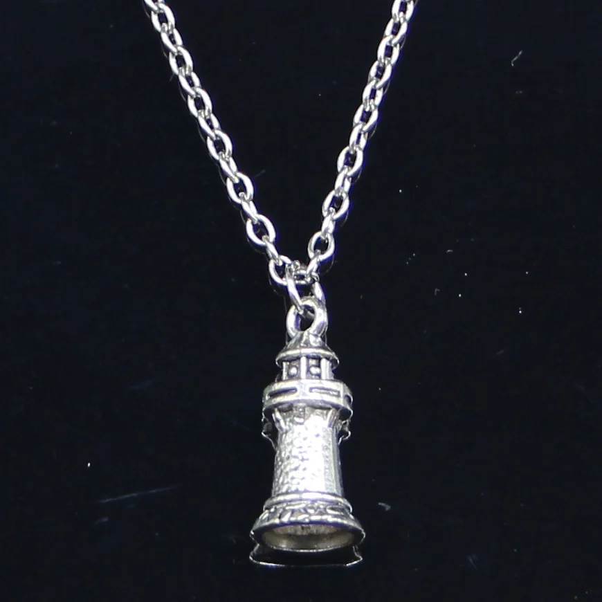 20pcs New Fashion Necklace 20x9mm castle lighthouse Pendants Short Long Women Men Colar Gift Jewelry Choker