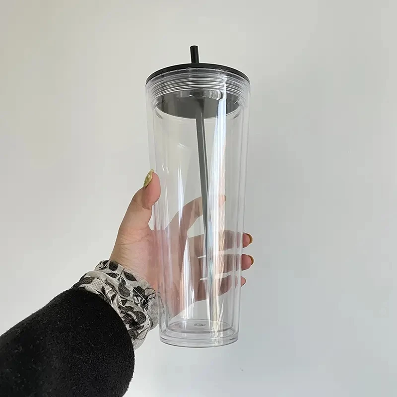 24oz Transparent Clear Acrylic Coffee Tumbler With Straw Lid Sublimation Blank Print Big Capacity Acrylic Tumbler Water Bottle