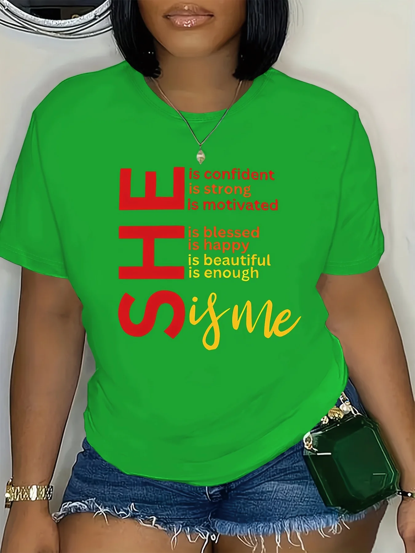 She Is Me Empowering Women's Tee - Casual White Top