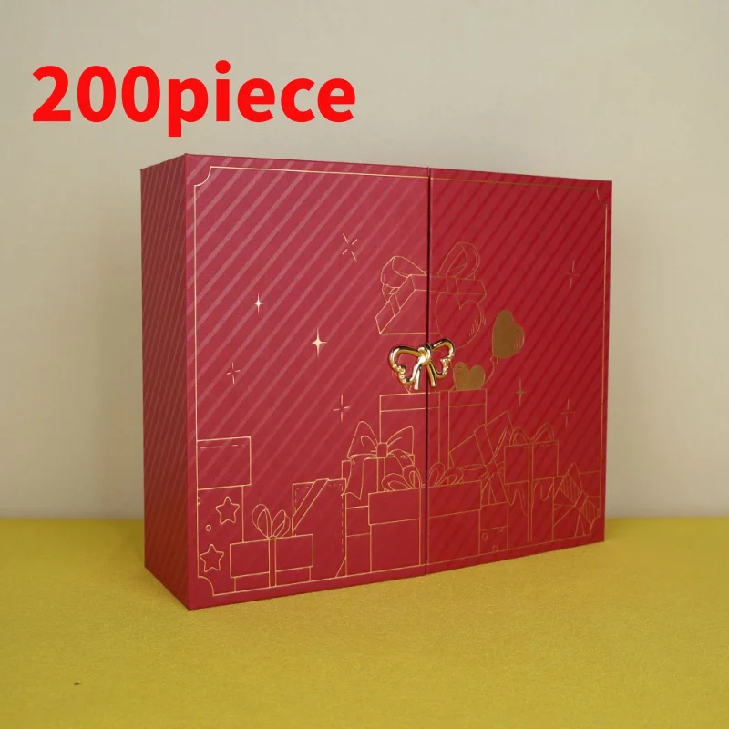 20 0piece. custom. box printing 12 days Paper Advent calendar hot stamping double door Xmas Merry gifts box with paper