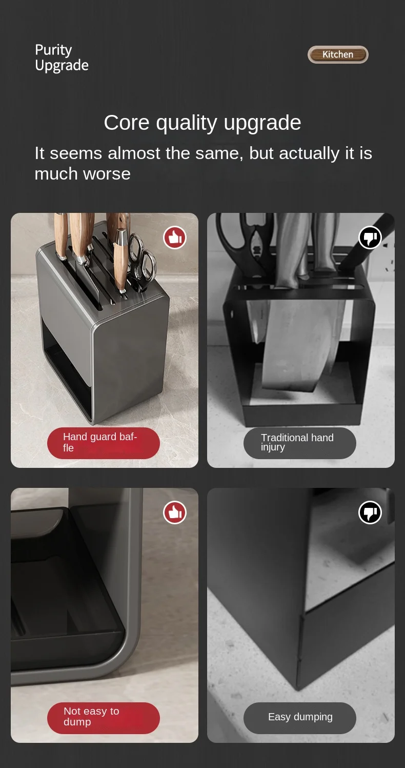 Soporte multifunción para cuchillos, soporte de acero inoxidable para cubiertos, bloque insertado, tanque de almacenamiento, accesorios de cocina