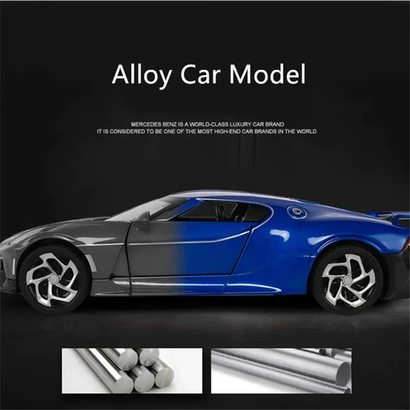 1:24 Bugatti suara Model mobil malam diecast kendaraan mainan logam simulasi tinggi suara dan cahaya koleksi hadiah anak-anak A533