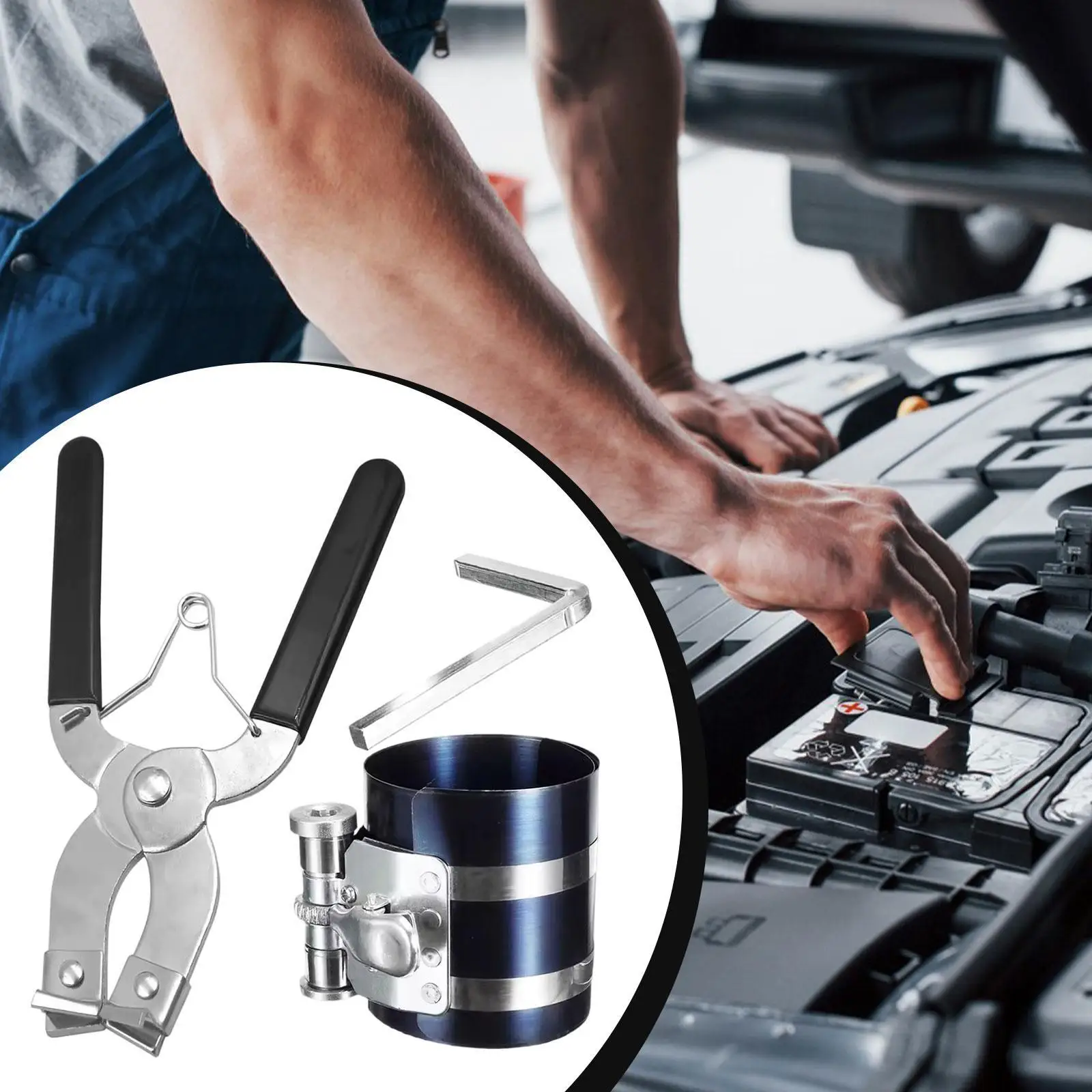 

Piston Ring Compressor Tool Piston Ring Pliers Premium Sturdy High Performance High Strength Comapct Automotive Repair Tools