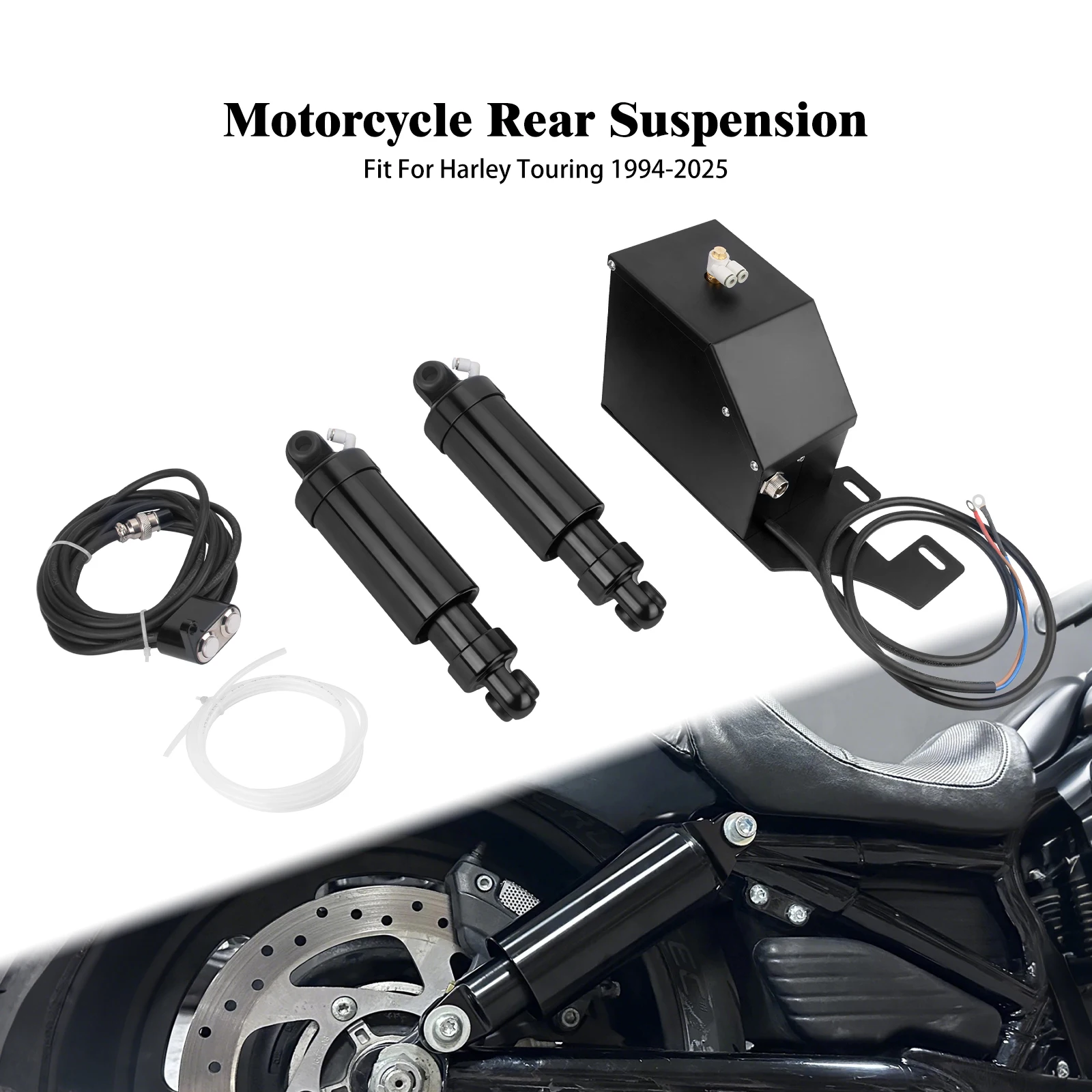 

Motorcycle Black Rear Air Ride Suspension Kits For Harley Touring Road Glide Ultra Limited Electra Street Glide Road King 94-25