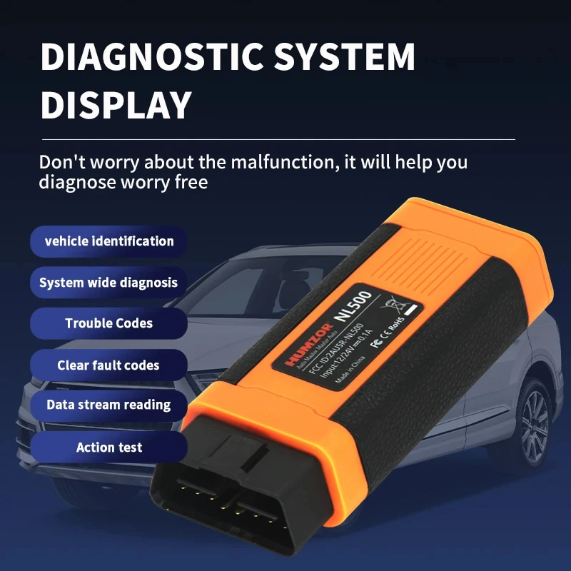 Humzor NL500 Car OBD2 Fault Diagnostic Scanner Tool App Immo Resetting Odometer Manager Key Programming Update of Humzor NL300