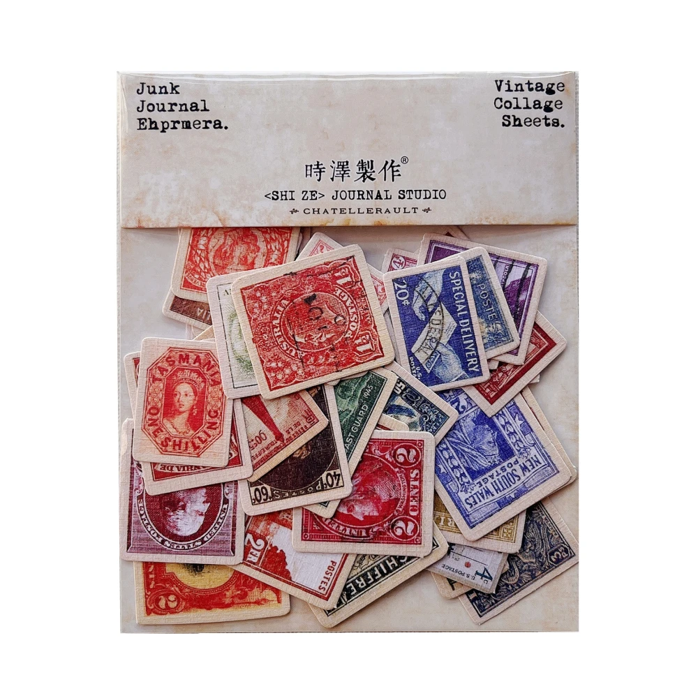 Retro Old Color Stamps England Travel Junk Journal Scrapbooking Craft Diary Album Decorative Textured paper