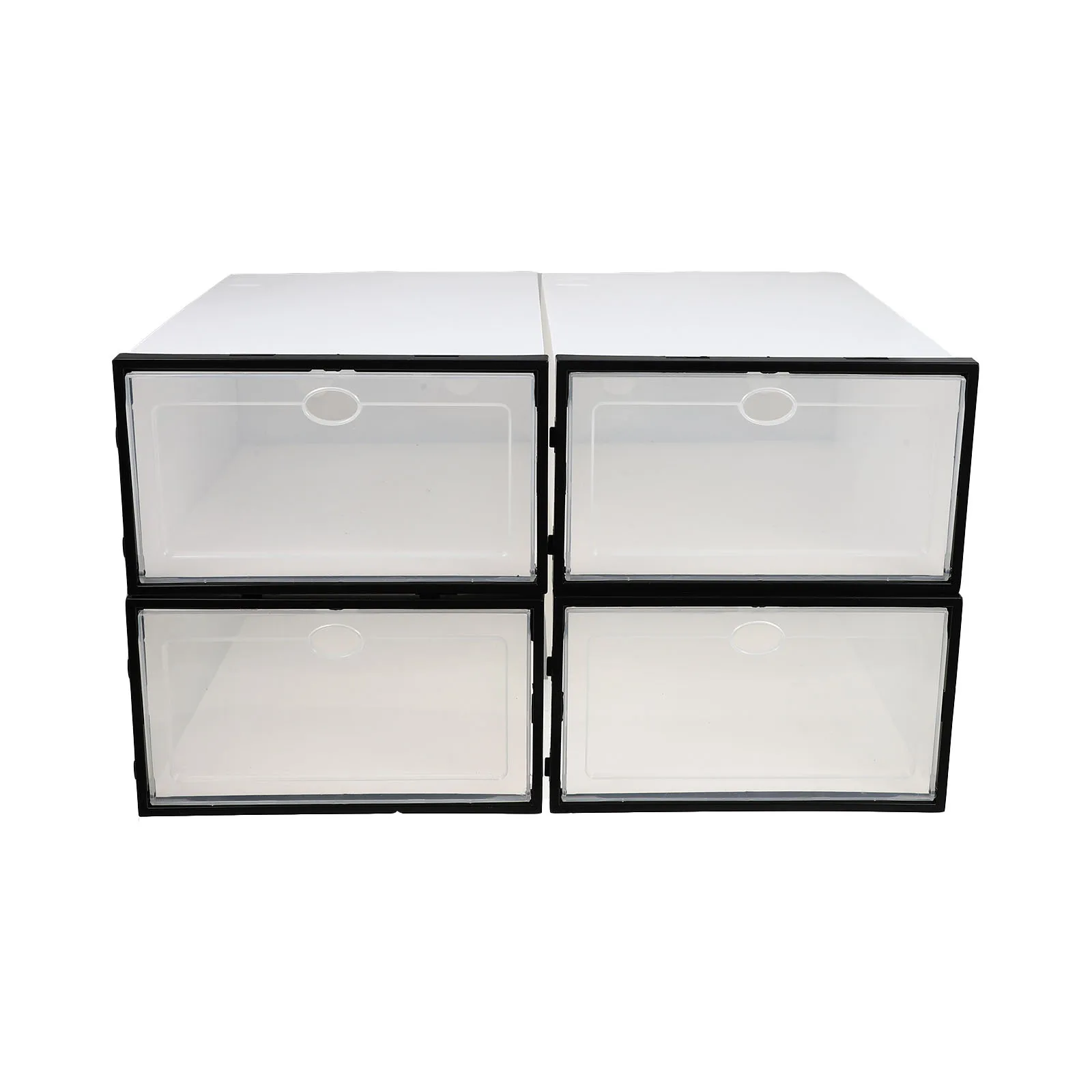 4Pcs Plastic Shoe Box Strong Load Bearing Shoes Storage Container Home Use Simple Design Transparent Lid Shoe Organizer Case