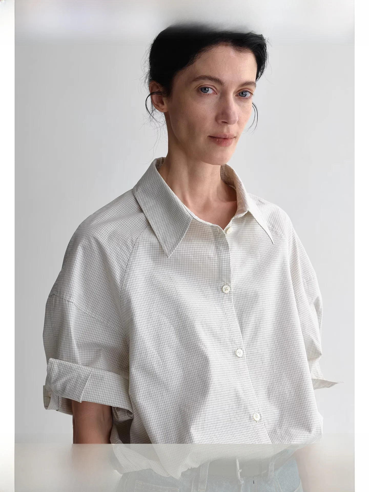 

Рубашка Planites из чистого хлопка с короткими рукавами, эластичная талия, облегающий крой, клетчатый узор, женская деловая повседневная рубашка, защита от солнца