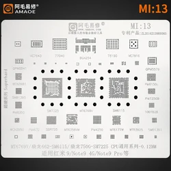 MI13 BGA Reballing Stencil For Xiaomi Redmi 9 Note9 CPU PM6350 PM4250 SM7225 MT6769V MT6358VW PM7250B WCN3991 77040 78190 PA IC