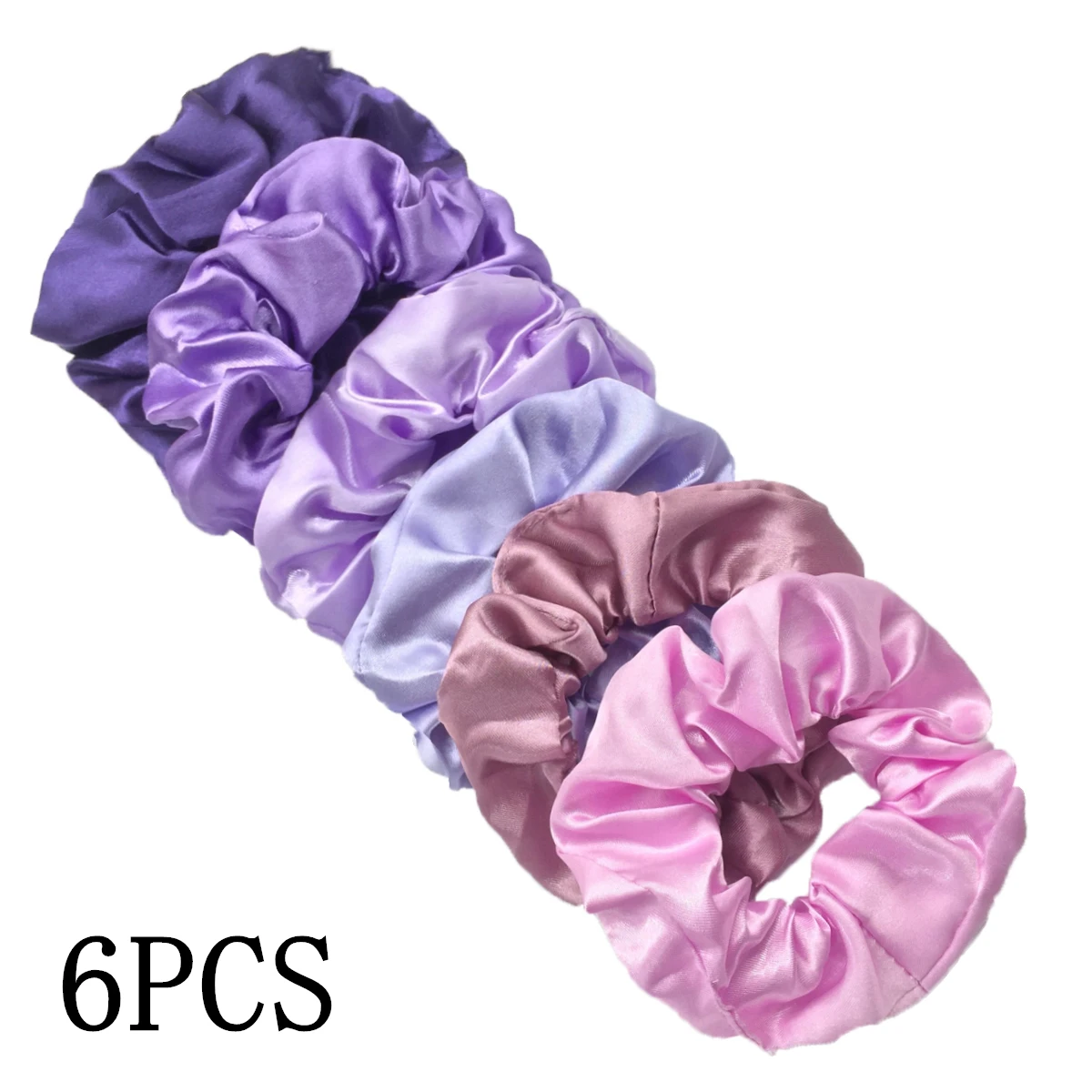 6 stks/partij Haar Scrunchies Bands Scrunchy Ties Touwen Paardenstaart Houder voor Vrouwen of Meisjes Accessoires Satijnen Hoofddeksels Effen 100 Kleur
