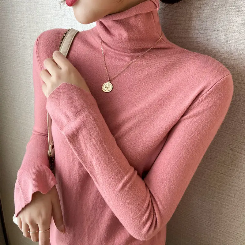 Pullover sweater women winter long sleeved western-style jacket loose and versatile high collar bottoming sweater pullover