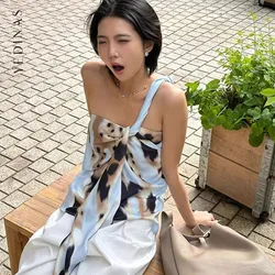 Yedinas Design Strapless Top Bohemian Korean Fashion Patchwork Summer 2024 Camisole Off Shoulder Knot Ribbon Tank Tops Y2k Tanks