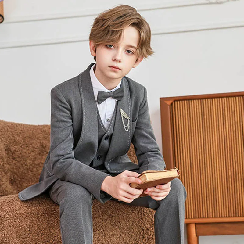

JUCPKID Boys Child Wedding Suit Elegant Kids Suit For Boys 4yrs To 12yrs Boys Slim Fit Suits Kids 5 Piece Formal Suit For Boys