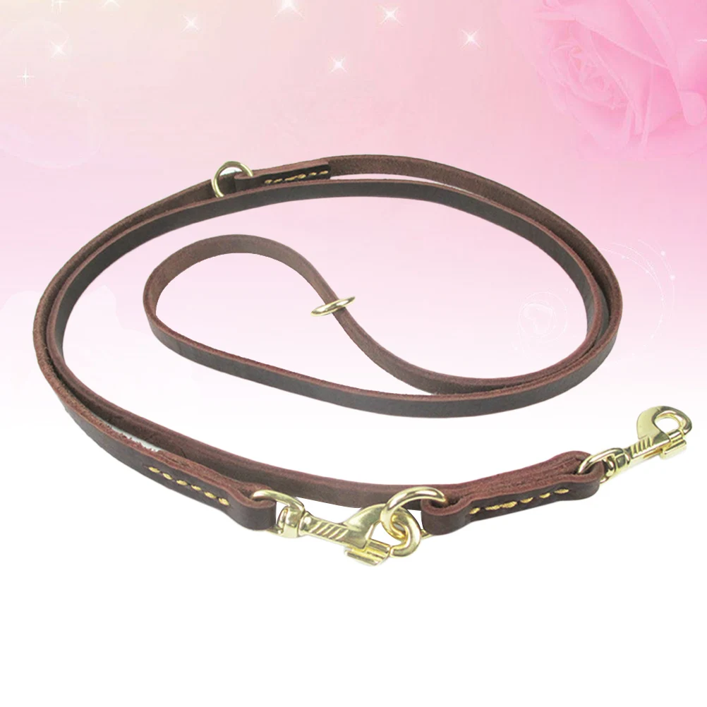 

2.3M Premium Dog Leash Durable Soft Adjustable Double-Headed Pet Traction Rope For Walking Training Reddish-Brown Pet