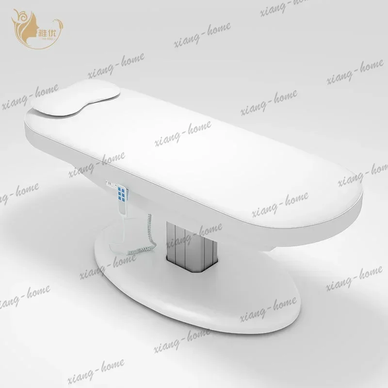 LSElectric Height Adjustable Massage Table Curved Facial Bed Metal Frame Buff Upholstery Salon Spa Therapy Treatment Furniture