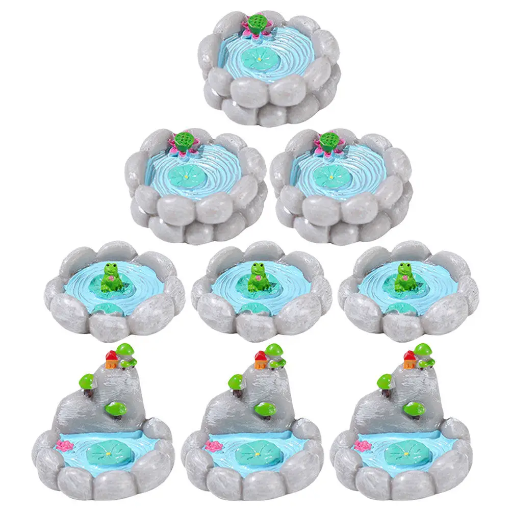 

9Pcs Mini Garden Pond Decor Reliable Mini Pond Craft with Exquisite Details for Garden Home Decor Photo Prop Decoration