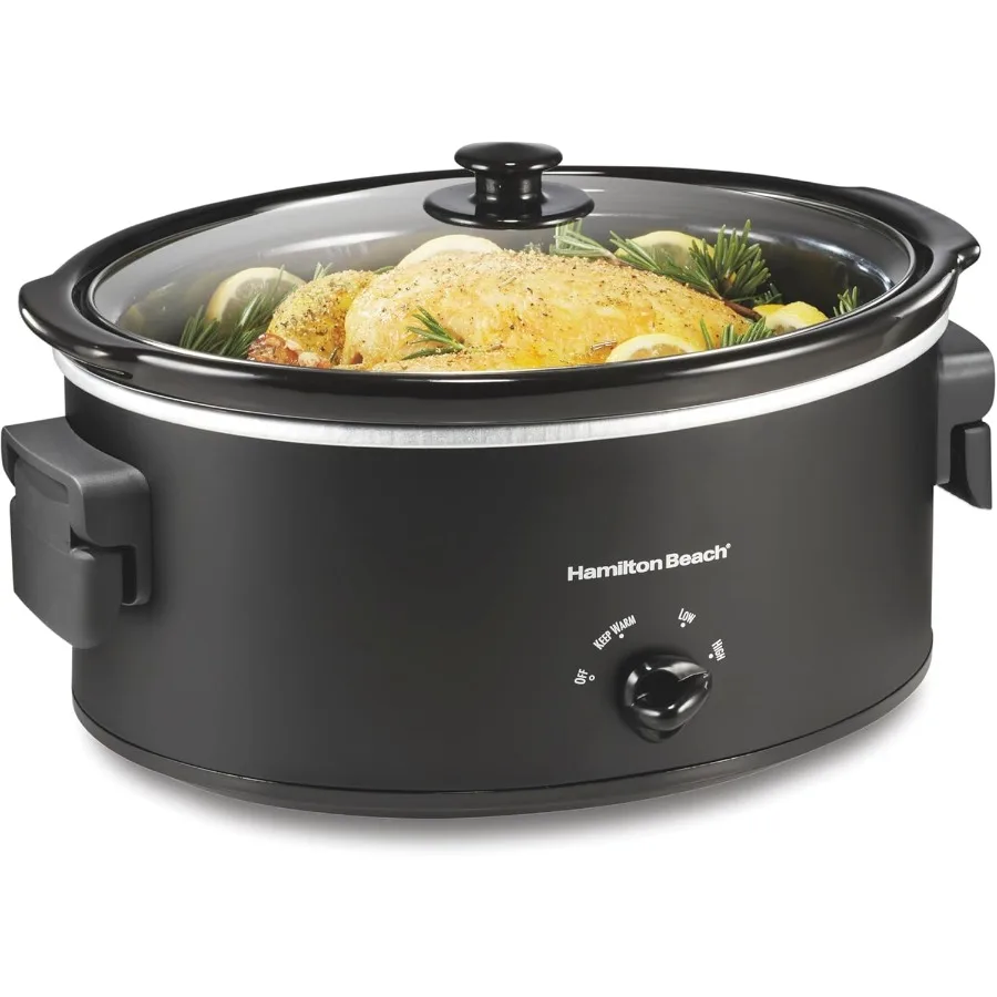 طباخ بطيء سعة 7 لتر مع مقابض قابلة للطي موفرة للمساحة للطهي المنزلي الفعال 3 إعدادات للحرارة لإعداد الوجبات متعددة الاستخدامات #1