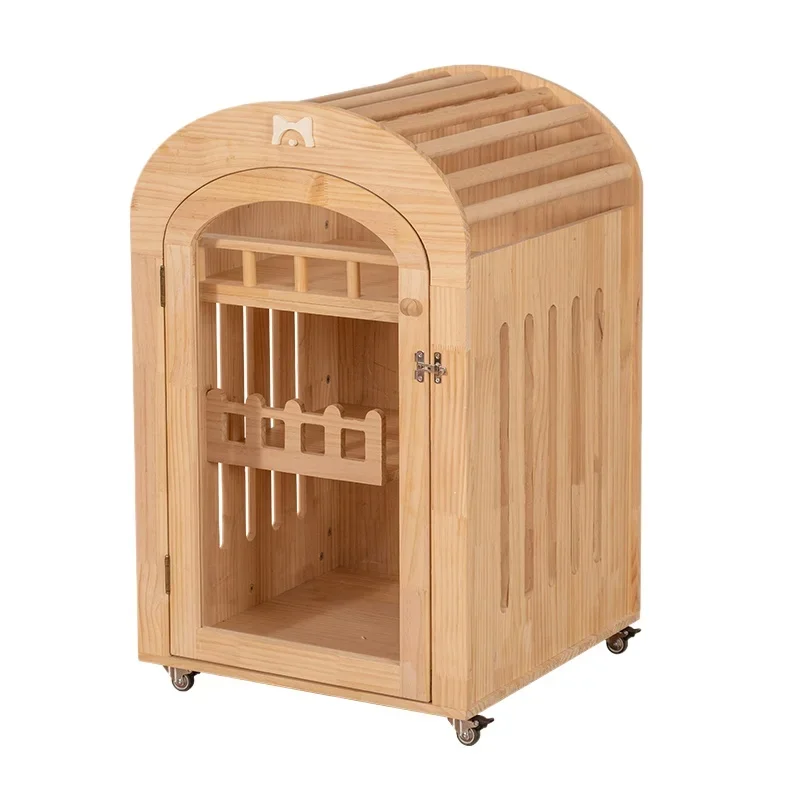 

Villa solid wood household indoor pet cat cage, two-story small breathable cat nest house