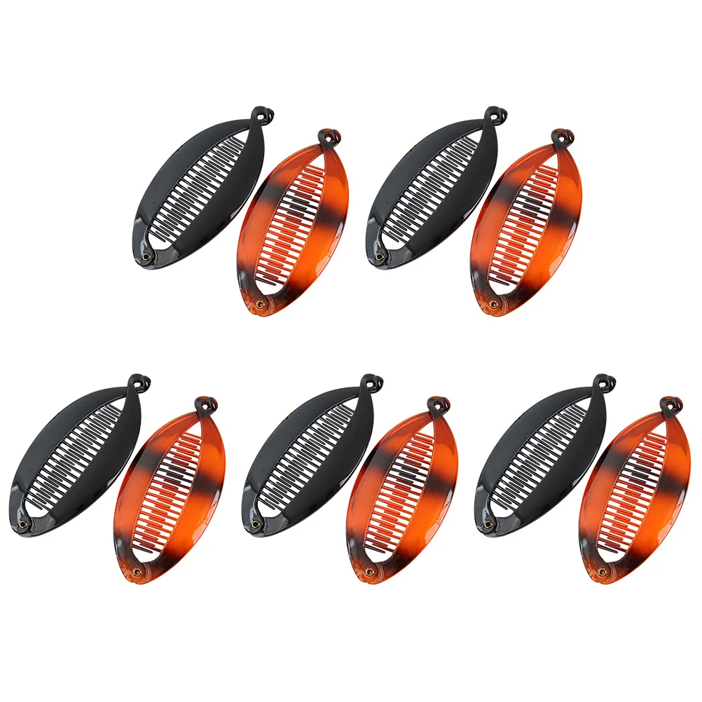 

10Pcs Fish Shape Hair Clips Plastic Large Banana Fishtail Clips Black Mixed Color Durable Long Lasting Hair Holders for Work