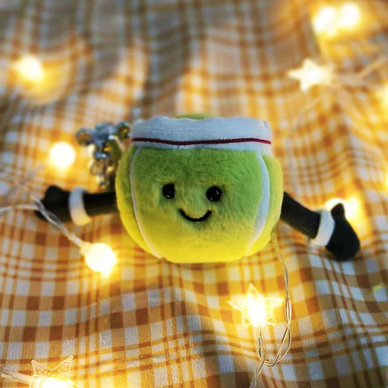 Cute Simulation Tennis Ball Plush Toy Cute Tennis Props Pillow Accompany Kids Soft Gifts for Girls Boys Room Decor