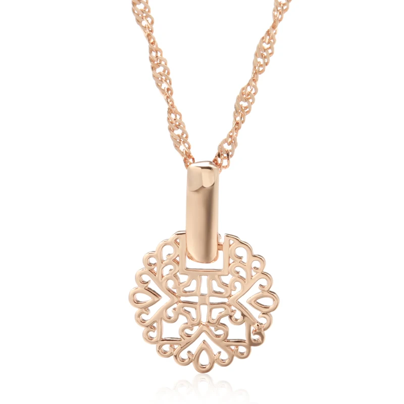 JULYDREAM Vintage Texture 585 Rose Gold Color Geometric Pendant Necklaces Women Elegant Wave Chain Jewelry Fashion Accessories