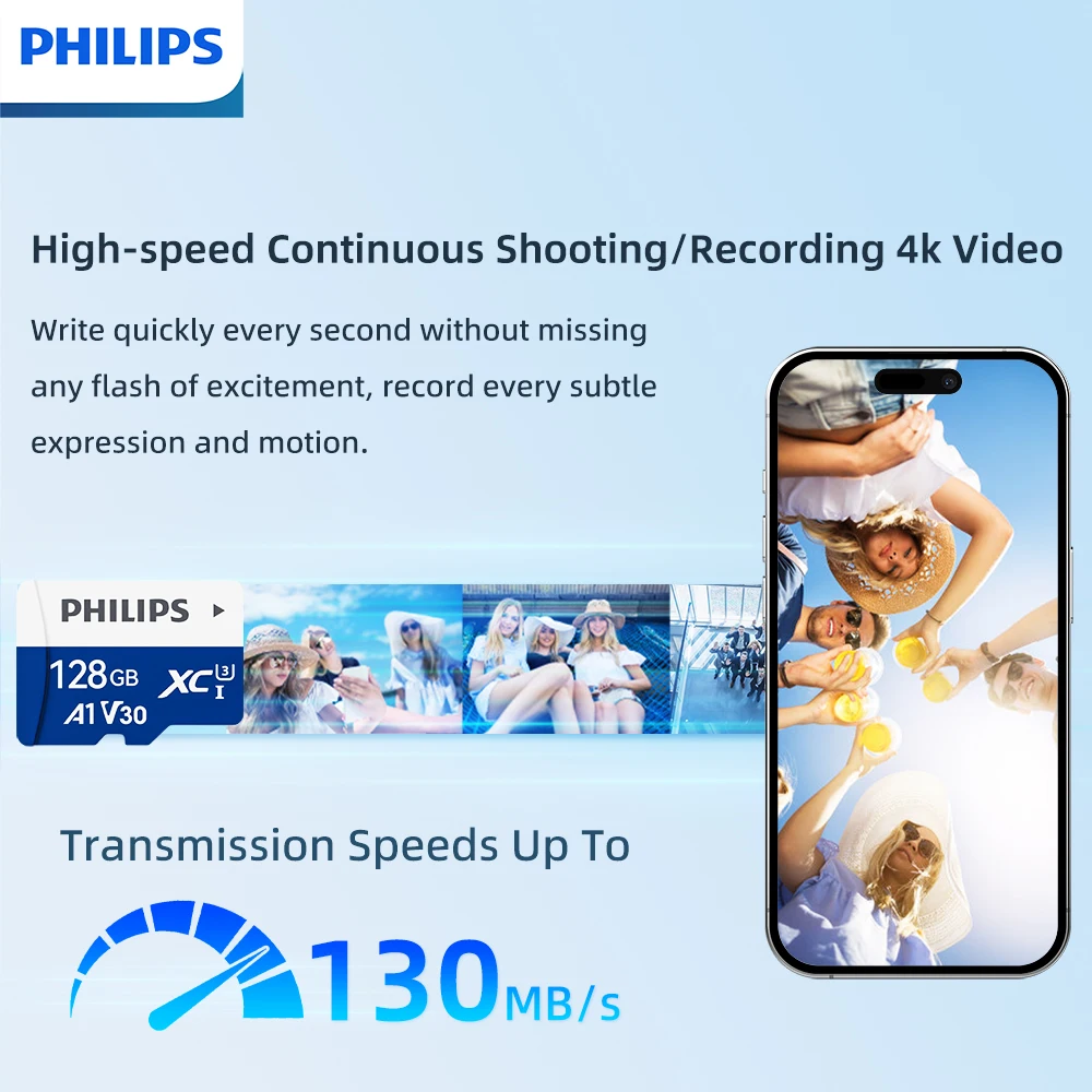 Philips TF card 128GB high-capacity mobile phone memory card surveillance camera car recorder SD card V30 high-speed memory card