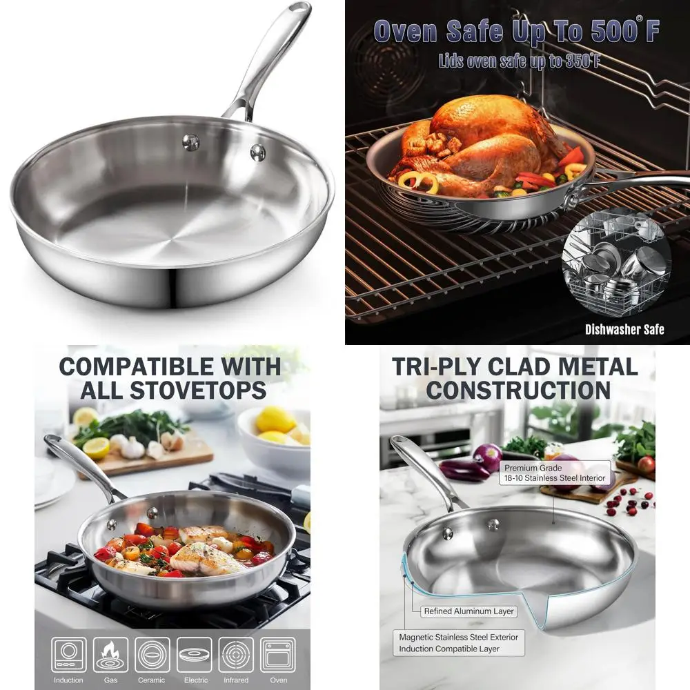 

10-дюймовый серебряный многослойный вок из нержавеющей стали, сковорода для жарки и приготовления пищи на кухне