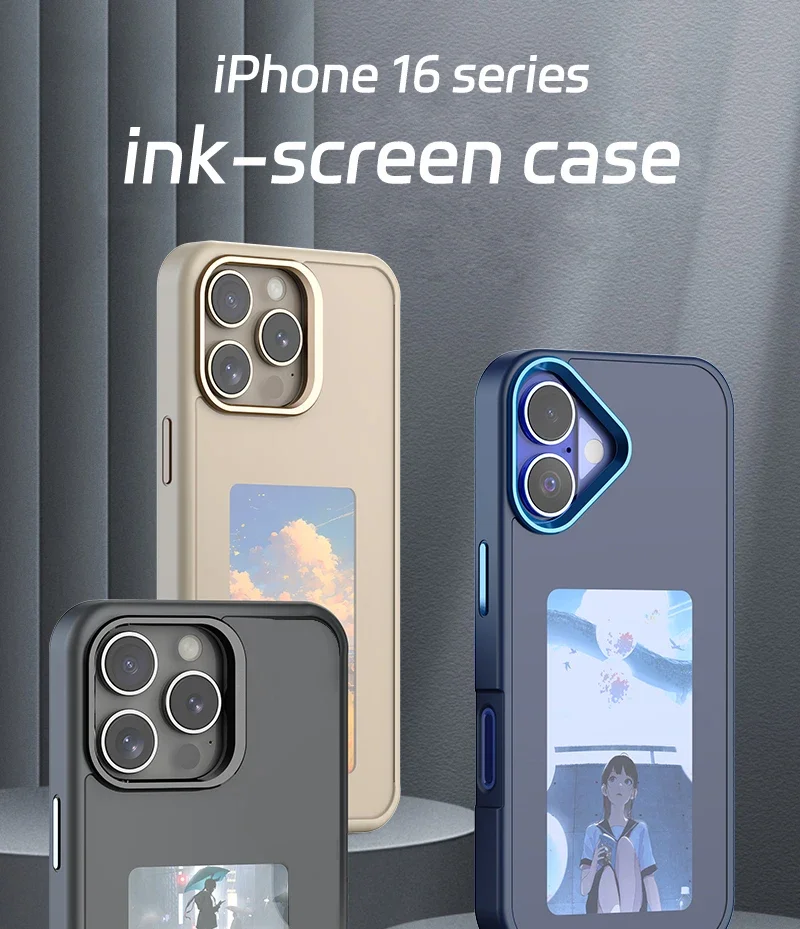 Luxury NFC smart E ink screen Display More colorful mobile phone case cover With Holder for iphone 13 14 15 16 Pro max DIY cases